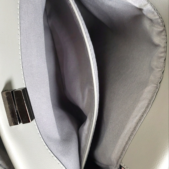 Kathy Ireland Designer Handbag - Gray & Brown Ruffle Crossbody Handbag Purse - Picture 14 of 16